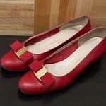 Salvatore Ferragamo Vintage 08100 Red Vara Bow Low Heel Leather Pumps Size 8 A2 Photo 0