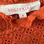 Solitaire  Crochet Puff Sleeve Short Sleeve Peasant Top | Pumpkin Orange | Small Photo 2