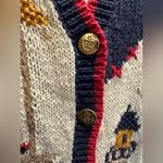 Ashley Vintage hand knit sailboat nautical sweater cardigan size Medium Red Photo 10