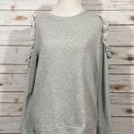 Caslon Ruffle Trim Cold Shoulder Sweatshirt - Gray - Small Photo 0
