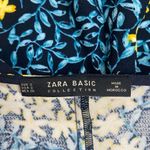 ZARA  Basic Blue Yellow Floral Print Flutter Sleeve VNeck A-line Small Mini Dress Photo 8