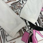 Kiss & Fly small Off White 3/4 Sleeve Shopping Girl Embellished Sweater Knit Top Photo 10