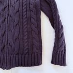 LL Bean Purple Double L Mixed Cable Full Zip Mock Neck Cotton Sweater SMALL Photo 2