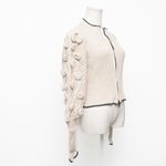 Mutma Alo Beige Ribbed Zip Front Cardigan Medium Photo 8