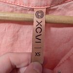 XCVI  Button Up Quarter Sleeve Star Blouse Linen Women's X Small Pink Photo 2