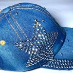 Olivia & Kate Sparkle Star Denim Baseball Cap Blue Photo 0