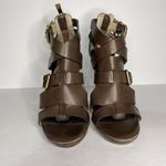 Pour La Victoire  Women’s Strappy Sandal Heels 6.5M Brown Leather Made in Brazil Photo 1
