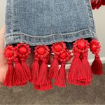 Anthropologie Pilcro Red Beaded Tassel Hem Slim Boyfriend Jeans Size 25 Photo 7