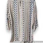 American Vintage Vintage America large tie front blouse blue paisley scarf print button close bk Photo 1