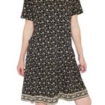 Fat Face Black & Beige Tan Floral Cottage Casual Mini Shirt Dress Photo 0