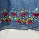 Vintage Agapo Denim Midi Dress Floral Embroidered Sleeveless Side Slits Size M Blue Size M Photo 4