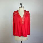 Free People  Red Lola Lace Top Photo 2