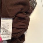 Dark brown crocheted lace bib front elbow puff sleeve top Size L Photo 4