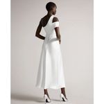 Ted Baker NEW  Ivena Asymmetric Knit Bodice Dress With White Satin Skirt Size 3 Photo 3