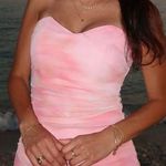 ZARA  mesh Pink Strapless Dress corset midi maxi bodycon evening party  Photo 0