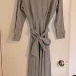 ZARA  Linen Blend Midi Khaki Belted Dress Size XS Photo 9