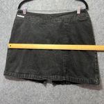 Vintage Judy's Fashion Black Denim Mini Skirt 90s Y2K Grunge Size 13 Zip Back Photo 2