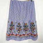 Magic Womens Midi Skirt Size XL NWT Blue Striped Embroidery Resort Boho Vaca Photo 6