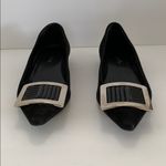 Prada black suede leather shoes size 36.5 6.5 Italy silver tone buckle RARE HTF Photo 2