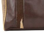 Liz Soto Brown Calf Hair Leather Tote Bag Handbag Chevron Tweed Photo 4