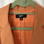 Phillipe Adec Womens Blazer Size 10 Orange Linen Long Sleeve Career Jacket Photo 2