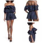 Keepsake the Label Women's OTS in Navy Magnolia Off the Shoulder Romper Medium Blue Photo 2