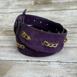 American Vintage VTG Loring & Paige Suede Belt Sz ML Purple Gold Chunky Chainlink Adjustable 80s Photo 2