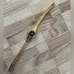 Pierre Vallee Gold Plated Vintage Ladies Watch Black Dial Gold Plated Bracelet Photo 6