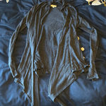 Pink Rose  Charcoal Drape Cardigan Sweater Photo 0