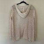 Nicole Miller Cream Open-Knit Women's Sweater with hoodie Size XL Photo 5