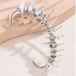 Silver Tone Spike Skeleton Ear Cuff Gothic Punk Thorn Clip On Earring Jewelry Photo 2
