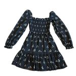 Wilfred Aritzia Tempest Dress Black Aqua Print Long Sleeve Mini Length Size XS Photo 1