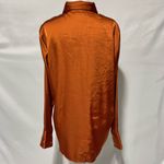Abercrombie & Fitch Satin Long Sleeve Button Down Shirt Burnt Orange Size Medium Photo 8