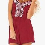 Woman’s Loose V Neck Spaghetti Strap Embroidered Short Rompers Jumpsuit Size L Photo 0