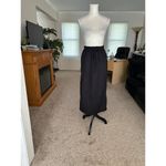 Black Elastic Waist Midi Skirt With Drawstring & Back Slit Photo 13