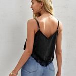 lace insert fringe suede crop Black Size XS Photo 1