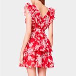 Betsey Johnson Red Floral Seersucker Cotton Bush Garden Flounce Tier Mini Dress Photo 11