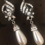 Bridal/prom Vintage crystal pearl drop earrings Photo 0