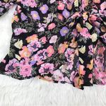 Free People  Maybel Sheer Floral Tie Front Peplum Top Crop Black‎ Pink Small New Photo 11