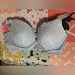 Lane Bryant Longline Lace Plunge Bra 44D Light Blue Womens Cacique Bow Padded ST Photo 1