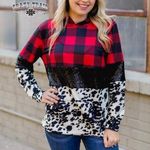 Crazy Train  Whoa Buffalo sparkle cow print hoodie size small Photo 0