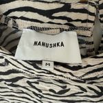 Nanushka Hierro Zebra Block Print Long Sleeve Mini Dress M Black Size M Photo 6