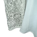 Cache Gorgeous Bright White Lace Sleeve Draped Back Blouse NWT $88 Size Small Photo 4