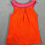 Meadow Rue Anthropologie Embroidered Collar Tunic Top Women's Small Orange Pink Photo 8