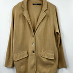 Ralph Lauren Lauren  Womens 1X Camel Knit Cardigan Blazer Button Front Pockets Photo 0