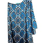 Karlie One Shoulder Mini Cocktail Dress Womens Medium Multicolor Abstract Boho Photo 0