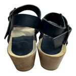 No.6 Black Leather Clog Sandals Wooden Platform Ankle Strap Size 38 US 7.5 Photo 3