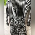 Shabby Apple Black and White Gingham Central Park Wrap Long Sleeve Dress Size XS Photo 2