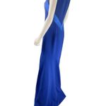 Theia Cobalt Smooth‎ Mermaid Sleeveless Crepe Gown w/ Satin Crisscross Size 8 Blue Photo 5