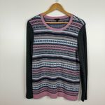 Talbots  Womens Fair Isle Lambswool Blend Pink Multicolor Crewneck Sweater‎ Sz M Photo 2
